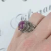 Filigree Art Mojave Turquoise Gemstone Crown Design Women Silver Cocktail Ring - Image 2