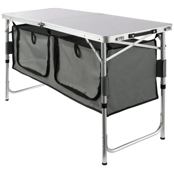 VEVOR Camping Kitchen Table, Quick set-up Folding Camping Table, 3 Adjustable Heights, MDF Camping Table, Ideal for Outdoor Picnics, BBQs, Camping, RV Traveling - Image 2
