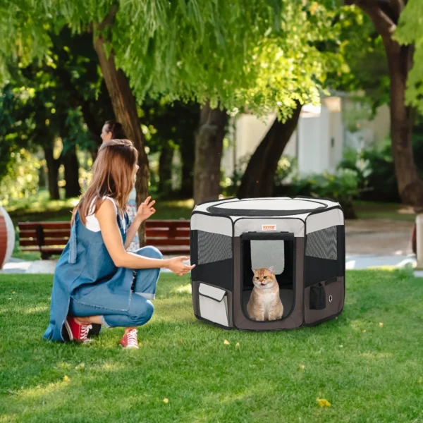 VEVOR Foldable Pet Playpen, 36 inch Portable Dog Playpen, Crate Kennel for Puppy, Dog, Cat, Premium Waterproof 600D Oxford Cloth, Removable Zipper, for Indoor Outdoor Travel Camping Use (Octagon, M) - Image 7