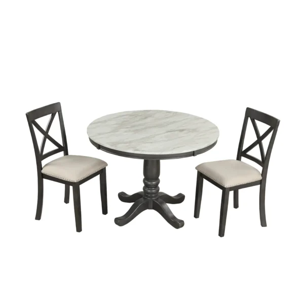 5 Pieces Dining Table and Chairs Set for 4 Persons, Kitchen Room Solid Wood Table with 4 Chairs - Image 18