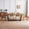 86.61" Dining Table Mid-Century Modern Rectangle MDF Kitchen Table for Dining Room Balcony Cafe Bar Conference.Walnut. - Image 6
