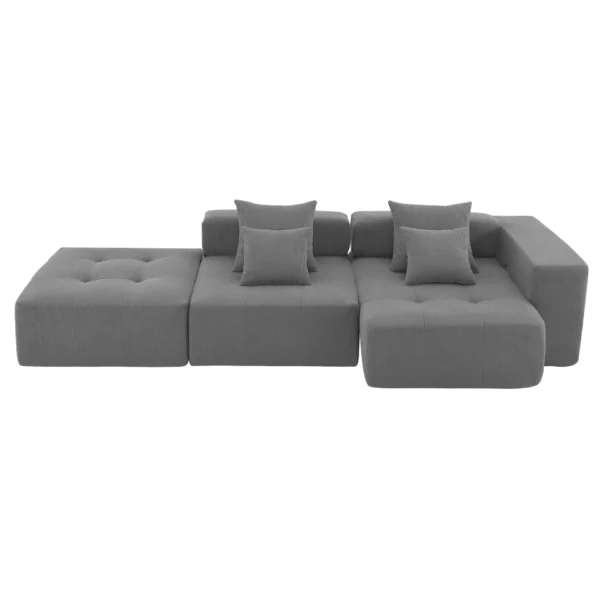 105.5''L Shaped Modular Sectional Sofa,Minimalist Corduroy Floor Couch Set,Convertible Foam-Filled Cloud Compressed Couch for Living Room,3 PC Free Combination,No Assembly Required,3 Colors - Image 10