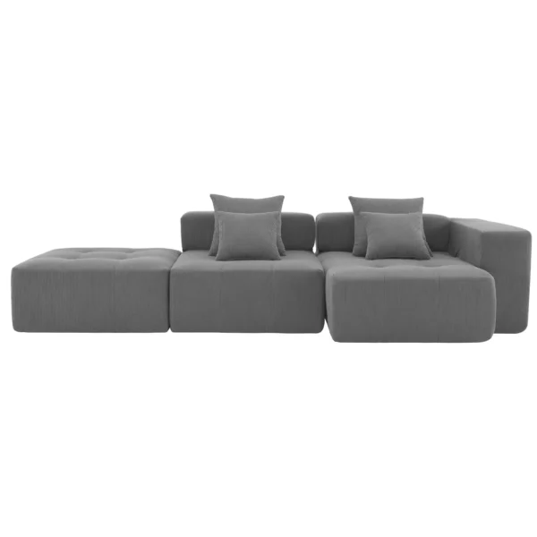 105.5''L Shaped Modular Sectional Sofa,Minimalist Corduroy Floor Couch Set,Convertible Foam-Filled Cloud Compressed Couch for Living Room,3 PC Free Combination,No Assembly Required,3 Colors - Image 11
