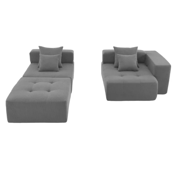 105.5''L Shaped Modular Sectional Sofa,Minimalist Corduroy Floor Couch Set,Convertible Foam-Filled Cloud Compressed Couch for Living Room,3 PC Free Combination,No Assembly Required,3 Colors - Image 12