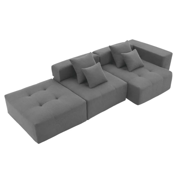 105.5''L Shaped Modular Sectional Sofa,Minimalist Corduroy Floor Couch Set,Convertible Foam-Filled Cloud Compressed Couch for Living Room,3 PC Free Combination,No Assembly Required,3 Colors - Image 13