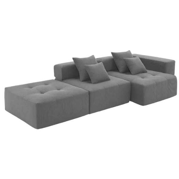 105.5''L Shaped Modular Sectional Sofa,Minimalist Corduroy Floor Couch Set,Convertible Foam-Filled Cloud Compressed Couch for Living Room,3 PC Free Combination,No Assembly Required,3 Colors - Image 14