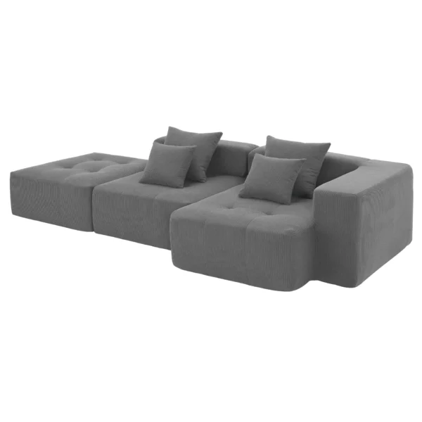105.5''L Shaped Modular Sectional Sofa,Minimalist Corduroy Floor Couch Set,Convertible Foam-Filled Cloud Compressed Couch for Living Room,3 PC Free Combination,No Assembly Required,3 Colors - Image 15