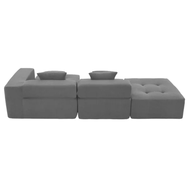 105.5''L Shaped Modular Sectional Sofa,Minimalist Corduroy Floor Couch Set,Convertible Foam-Filled Cloud Compressed Couch for Living Room,3 PC Free Combination,No Assembly Required,3 Colors - Image 16