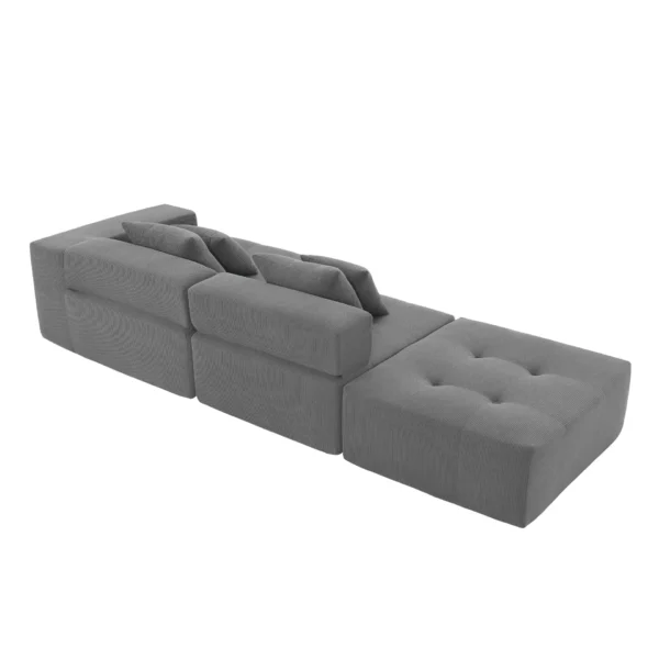 105.5''L Shaped Modular Sectional Sofa,Minimalist Corduroy Floor Couch Set,Convertible Foam-Filled Cloud Compressed Couch for Living Room,3 PC Free Combination,No Assembly Required,3 Colors - Image 17