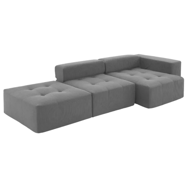 105.5''L Shaped Modular Sectional Sofa,Minimalist Corduroy Floor Couch Set,Convertible Foam-Filled Cloud Compressed Couch for Living Room,3 PC Free Combination,No Assembly Required,3 Colors - Image 18
