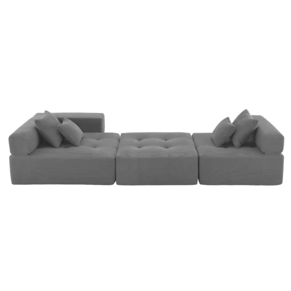 105.5''L Shaped Modular Sectional Sofa,Minimalist Corduroy Floor Couch Set,Convertible Foam-Filled Cloud Compressed Couch for Living Room,3 PC Free Combination,No Assembly Required,3 Colors - Image 19