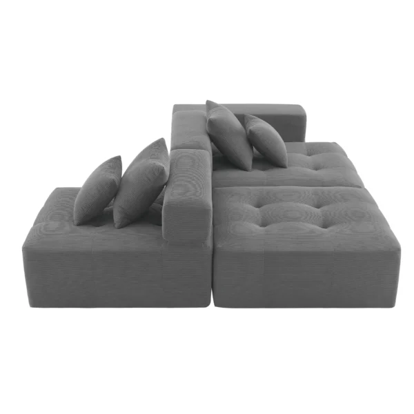 105.5''L Shaped Modular Sectional Sofa,Minimalist Corduroy Floor Couch Set,Convertible Foam-Filled Cloud Compressed Couch for Living Room,3 PC Free Combination,No Assembly Required,3 Colors - Image 20
