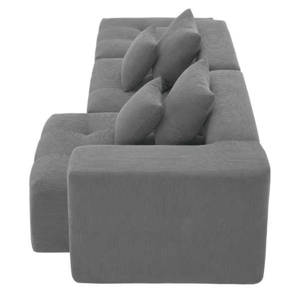 105.5''L Shaped Modular Sectional Sofa,Minimalist Corduroy Floor Couch Set,Convertible Foam-Filled Cloud Compressed Couch for Living Room,3 PC Free Combination,No Assembly Required,3 Colors - Image 21