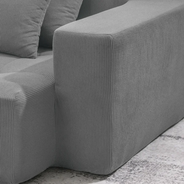 105.5''L Shaped Modular Sectional Sofa,Minimalist Corduroy Floor Couch Set,Convertible Foam-Filled Cloud Compressed Couch for Living Room,3 PC Free Combination,No Assembly Required,3 Colors - Image 24