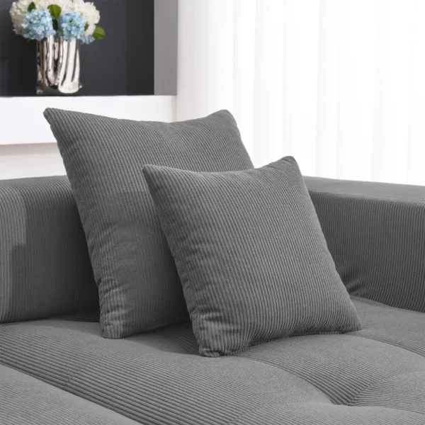 105.5''L Shaped Modular Sectional Sofa,Minimalist Corduroy Floor Couch Set,Convertible Foam-Filled Cloud Compressed Couch for Living Room,3 PC Free Combination,No Assembly Required,3 Colors - Image 25