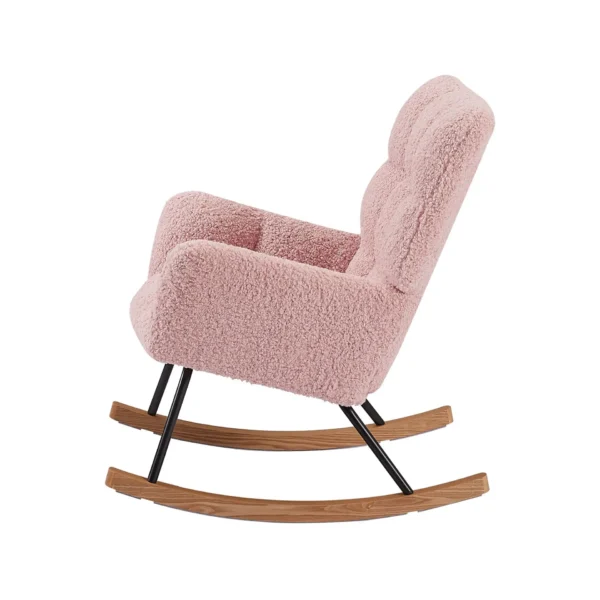 Rocking Chair, Leisure Sofa Glider Chair, Comfy Upholstered Lounge Chair with High Backrest, for Nursing Baby, Reading, Napping PINK - Image 2