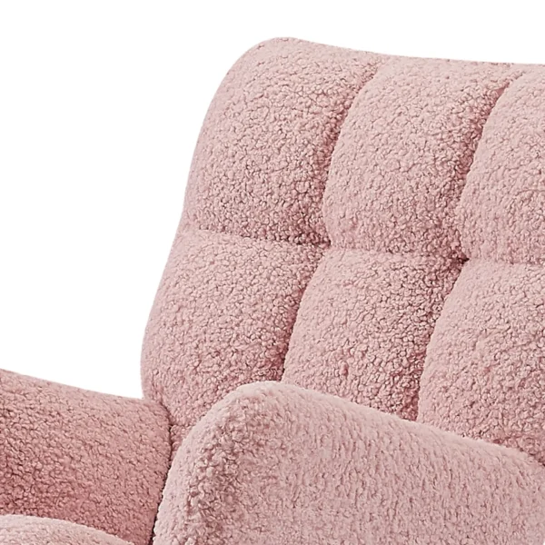 Rocking Chair, Leisure Sofa Glider Chair, Comfy Upholstered Lounge Chair with High Backrest, for Nursing Baby, Reading, Napping PINK - Image 7