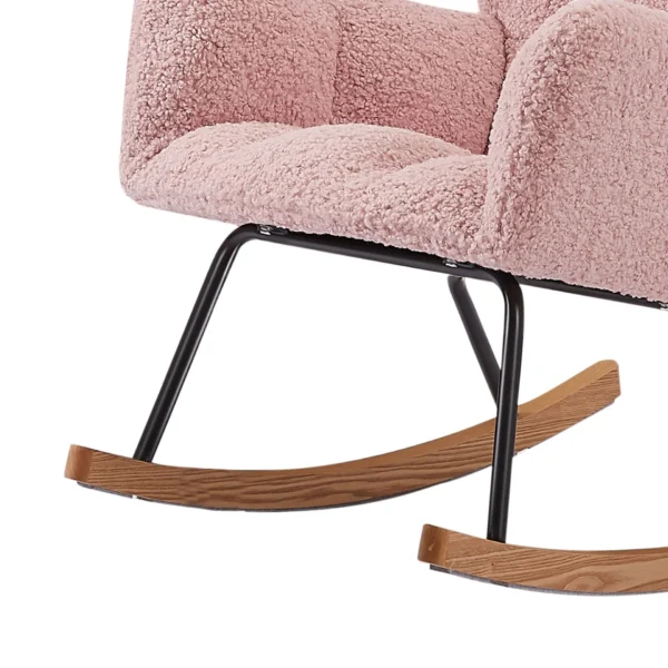 Rocking Chair, Leisure Sofa Glider Chair, Comfy Upholstered Lounge Chair with High Backrest, for Nursing Baby, Reading, Napping PINK - Image 8
