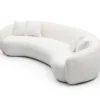 102'' 5-Seater Boucle Sofa Modern Sectional Half Moon Leisure Couch Curved Sofa Teddy Fleece Velet WHITE - Image 2
