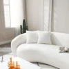 102'' 5-Seater Boucle Sofa Modern Sectional Half Moon Leisure Couch Curved Sofa Teddy Fleece Velet WHITE - Image 6