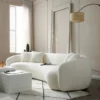 102'' 5-Seater Boucle Sofa Modern Sectional Half Moon Leisure Couch Curved Sofa Teddy Fleece Velet WHITE - Image 8