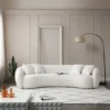 102'' 5-Seater Boucle Sofa Modern Sectional Half Moon Leisure Couch Curved Sofa Teddy Fleece Velet WHITE - Image 9