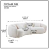 102'' 5-Seater Boucle Sofa Modern Sectional Half Moon Leisure Couch Curved Sofa Teddy Fleece Velet WHITE - Image 10