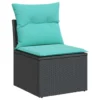 vidaXL 5 Piece Patio Sofa Set with Cushions Black Poly Rattan - Image 3