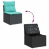 vidaXL 5 Piece Patio Sofa Set with Cushions Black Poly Rattan - Image 6