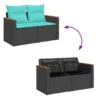 vidaXL 5 Piece Patio Sofa Set with Cushions Black Poly Rattan - Image 8