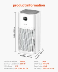 2018 ft/h Air Purifier H13 HEPA Smart Air Purifier for Home & Office