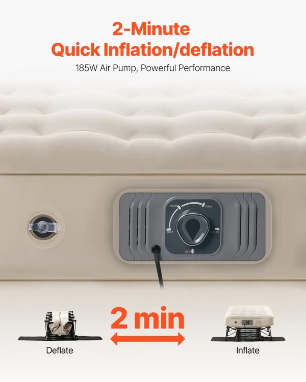 VEVOR Air Mattress with Frame, Inflatable 1 Person Camping Cot with Built-in Pump, Portable Folding Air Beds Supports 300 lbs, Blow Up Anywhere Bed for Guests Camping Travel Indoor & Outdoor Use