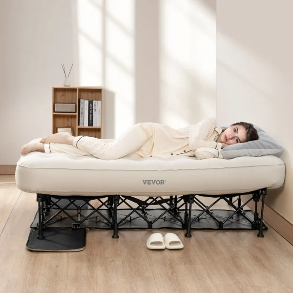 VEVOR Air Mattress with Frame, Inflatable 1 Person Camping Cot with Built-in Pump, Portable Folding Air Beds Supports 300 lbs, Blow Up Anywhere Bed for Guests Camping Travel Indoor & Outdoor Use - Image 7