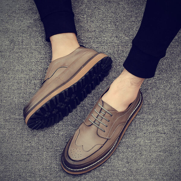 Men's brogue carved leather shoes - Image 2