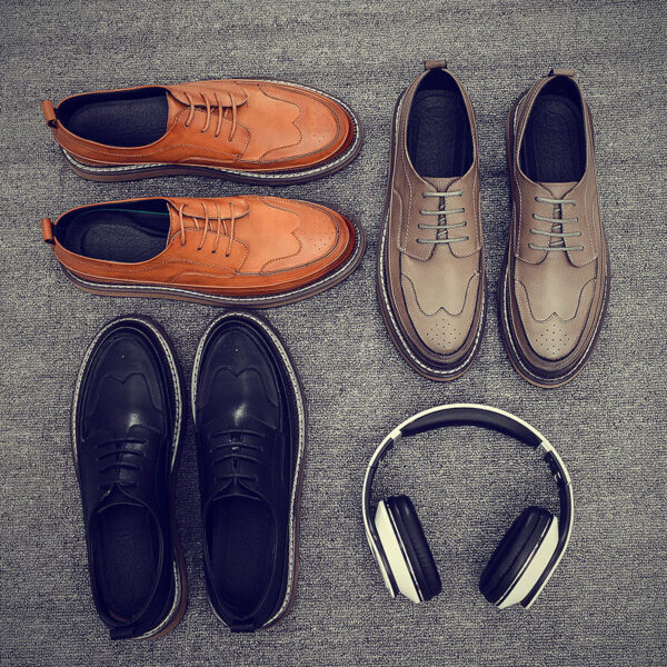 Men's brogue carved leather shoes - Image 5