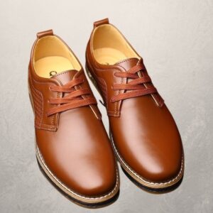 Round Toe Lace Up Leather Men's Leather Tooling Shoes