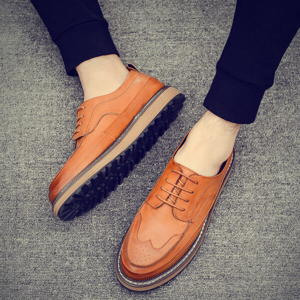 Men's brogue carved leather shoes - Image 3