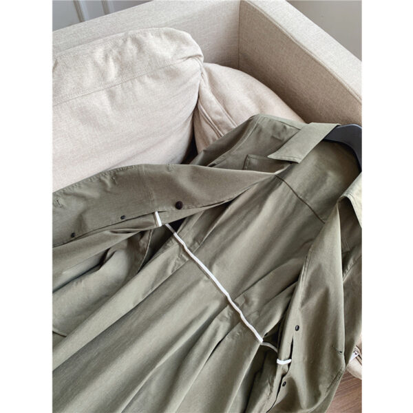 Thin Stretch Linen Slimming A- Line Long Trench Coat For Women - Image 3