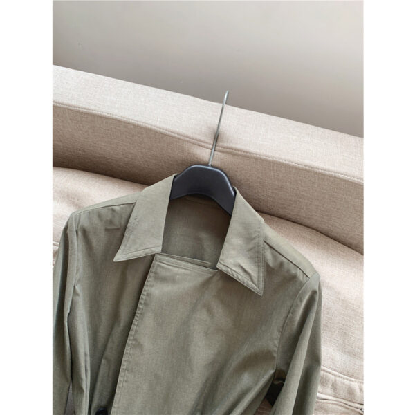 Thin Stretch Linen Slimming A- Line Long Trench Coat For Women - Image 4