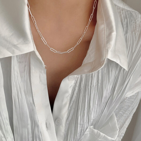 New Women's Niche Design S925 Silver Geometric Ring Necklace Trendy Jewelry Party Birthday Gift - Image 4