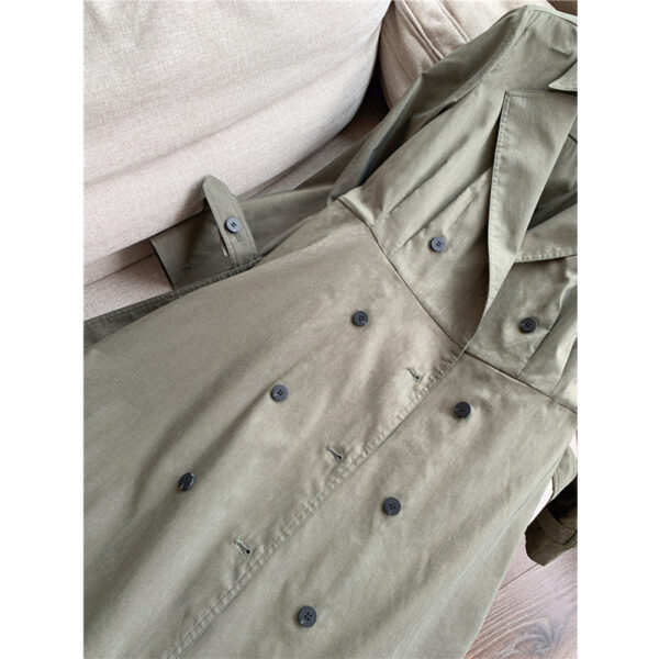 Thin Stretch Linen Slimming A- Line Long Trench Coat For Women - Image 5