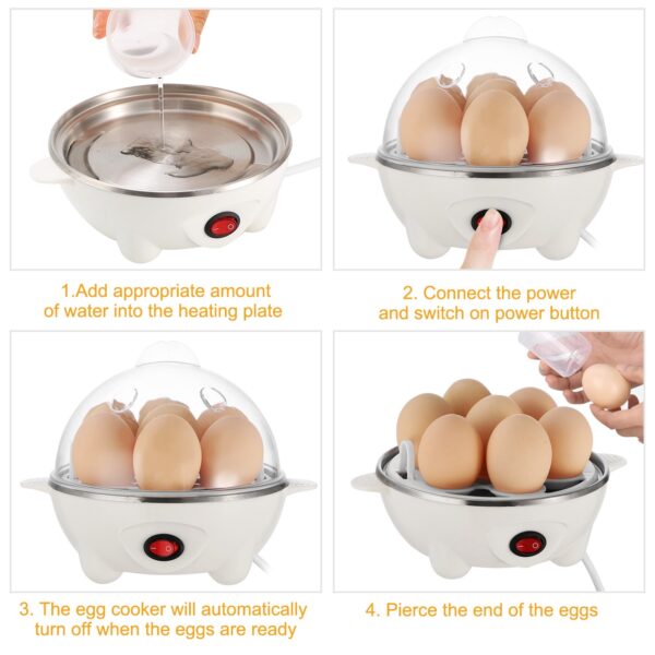 1Pc Electric Egg Cooker 7-Capacity Hard-Boiled Egg Maker With Auto-Off Measuring Cup For Hard Boiled Steamed Vegetables Seafood Dumplings - Image 7
