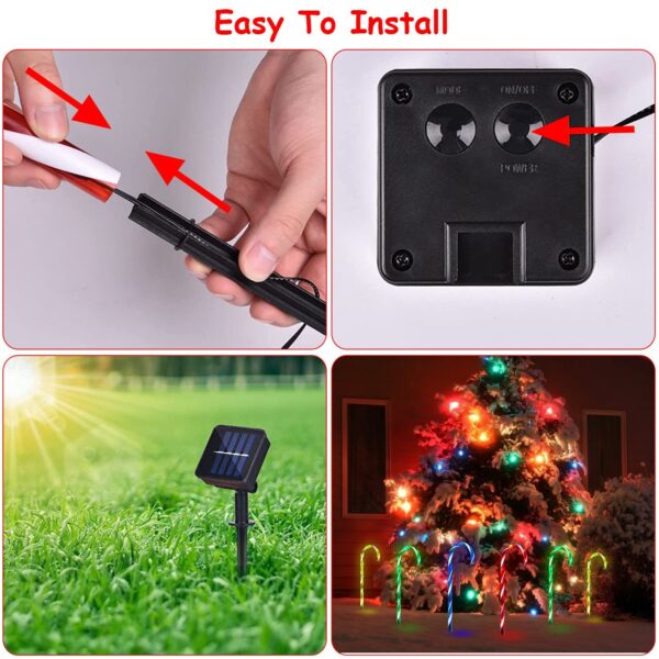 Solar Christmas Candy Cane Light IP55 Waterproof Stake Light Lamp For Patio Yard Garden Pathway Outdoor Christmas Decorative Light - Image 6