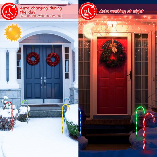 Solar Christmas Candy Cane Light IP55 Waterproof Stake Light Lamp For Patio Yard Garden Pathway Outdoor Christmas Decorative Light - Image 2