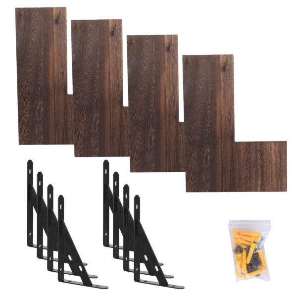 4Packs Per Set Corner Floating Shelf Wall Mount Display Storage Shelf Organizer Wood Metal Bedroom Living Room Decoration - Image 6
