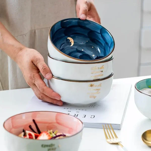Ceramic Breakfast Salad Bowl With Cute Eating Bowl - Image 6