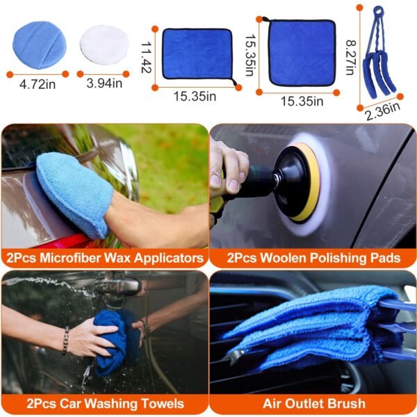 26Pcs Car Detailing Brush Kit Exterior Interior Car Cleaning Set Drill Brush Set Car Buffing Sponge Pads Kit For Cleaning Automobile Interior Exterior Wheels Dashboard - Image 7