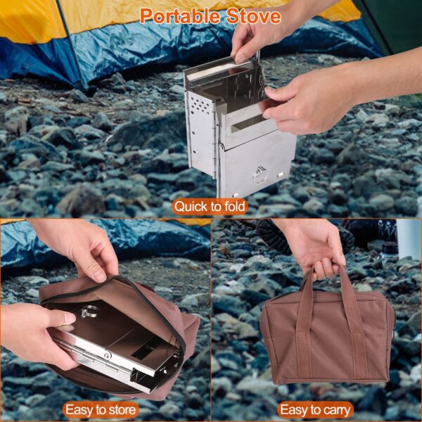 1Pc Portable Backpacking Stove For Camping Hiking Picnic BBQ Outdoor Cooker Folding Travel Charcoal Stove With Handle Carry Bag 2 Bolts - Image 8