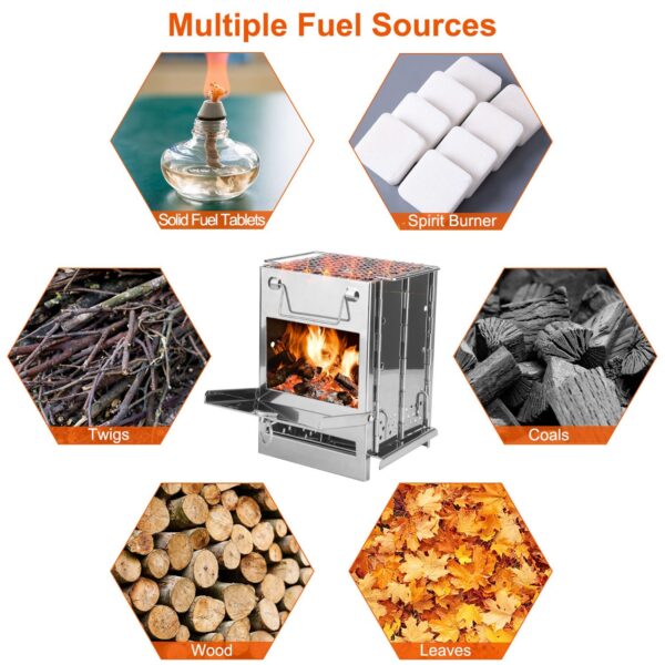 1Pc Portable Backpacking Stove For Camping Hiking Picnic BBQ Outdoor Cooker Folding Travel Charcoal Stove With Handle Carry Bag 2 Bolts - Image 7