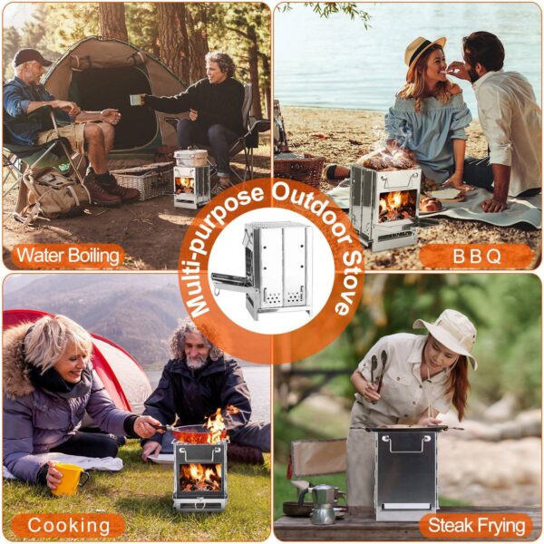1Pc Portable Backpacking Stove For Camping Hiking Picnic BBQ Outdoor Cooker Folding Travel Charcoal Stove With Handle Carry Bag 2 Bolts - Image 10